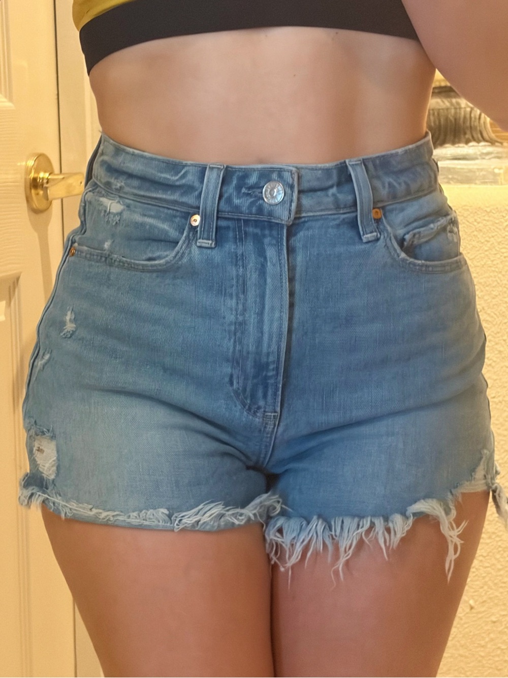 Paige Denim Dani Jean Short Deconstructed Light Wash